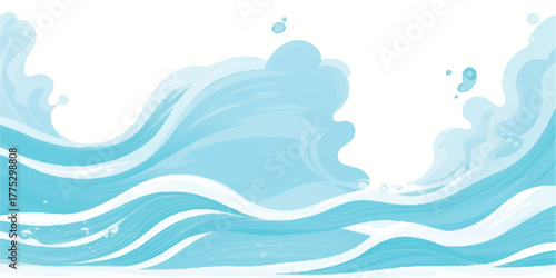 Stylized blue water waves illustration flowing vector background design perfect for summer themes and aquatic concepts