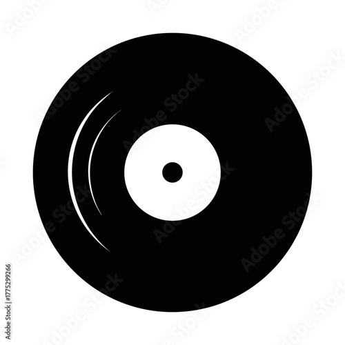 Simple vinyl disc on transparent background