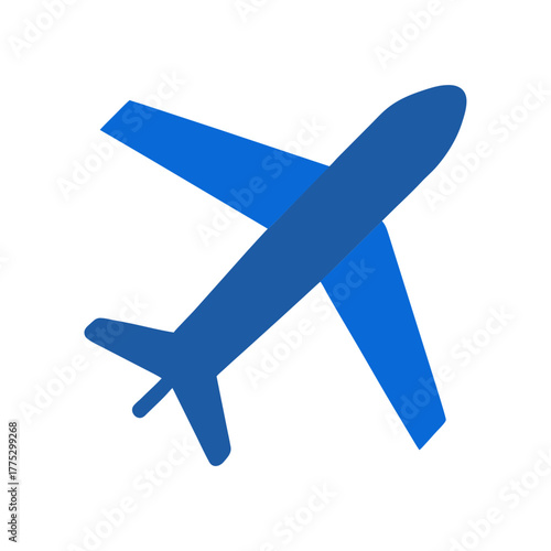 Blue plane graphic on transparent background
