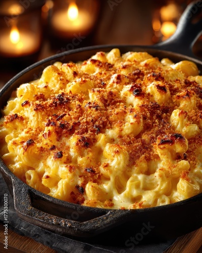 A delicious serving of creamy mac and cheese in a pan