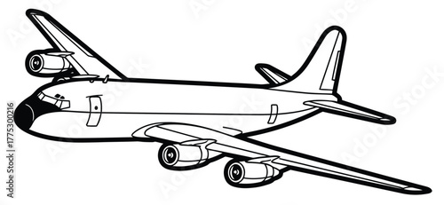 Airplane outline for kids coloring book