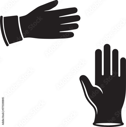 Protective Gloves Silhouette – Safety and Hygiene Icon for Health, Medical, and Instructional Design