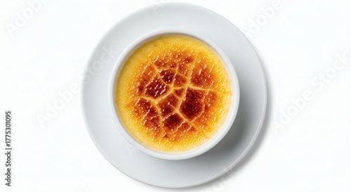 Crème brûlée on white
