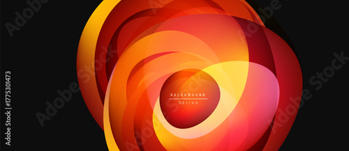 Abstract swirling layers, vibrant orange hues, dynamic composition. Modern design element, suitable background texture. Smooth gradients create depth.