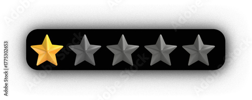 Single yellow star review bar on dark background – minimal positive feedback in professional 3D rendering. Low satisfaction scale – strong visual for poor service or vector illustration of a bar code