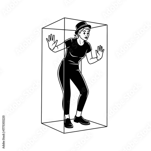riginal name(s): An Expressive Black Vector Silhouette of a Non Binary Mime Artist Trapped in an Invisible Box (2)