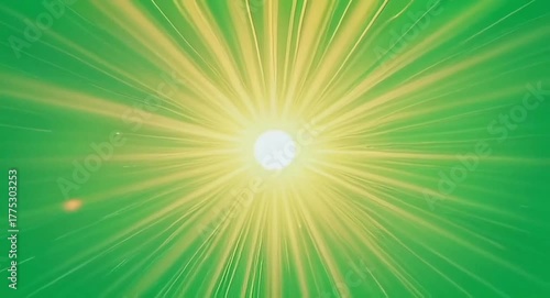 Golden light burst on green-screen background.4k video.

