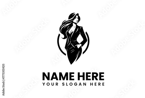 Elegant Woman in a Business Suit Logo, Professional Female Icon for Corporate Branding