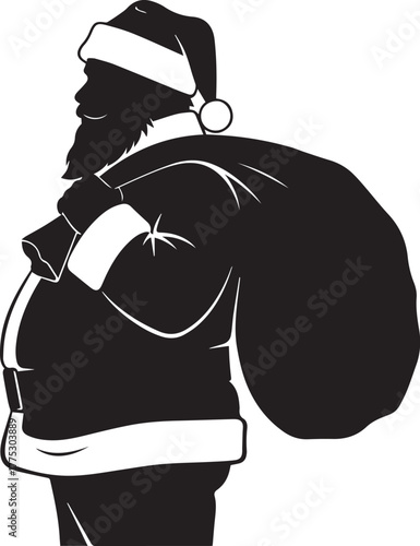 Santa Claus Silhouette with Gift Sack – Classic Christmas Icon for Holiday Celebration and Festive Design