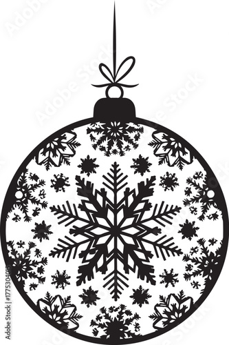 Christmas Bauble Ornament with Snowflake Design – Festive Holiday Decoration Icon for Seasonal Artwork