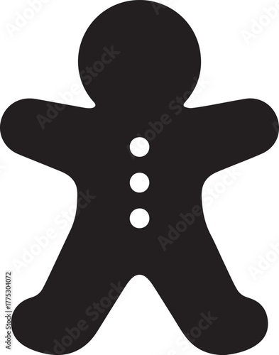 Gingerbread Man Silhouette – Classic Christmas Cookie Icon for Holiday Baking and Festive Decorations