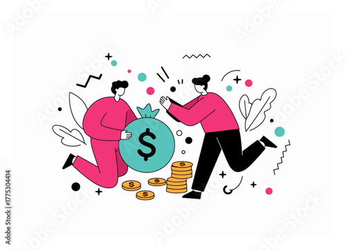 Earning Dividends and Returns Minimalist Vector Illustration