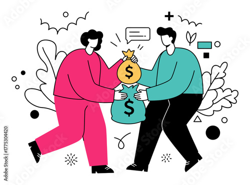 Earning Dividends and Returns Minimalist Vector Illustration