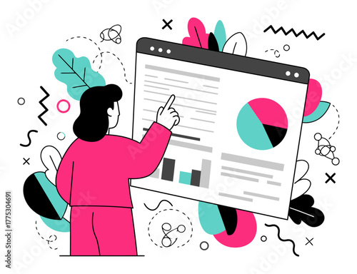 Business Analytics Dashboard Minimalist Vector Illustration