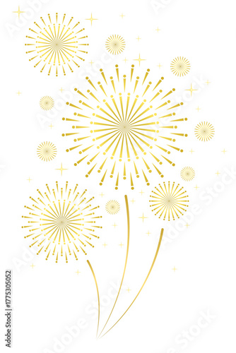 new year's Golden fireworks isolated on a transparent background. Vector illustration