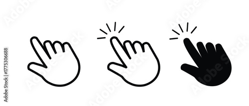 Three hand cursor icons in different styles