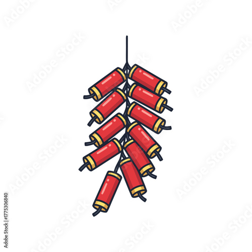 Hanging Red Firecrackers Vector Artwork for Holiday Decor