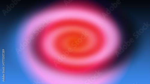 Vibrant pink and orange swirl against a blue background
