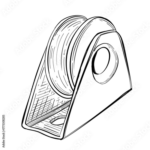 sliding door roller wheel vector line art hand drawn illustration 