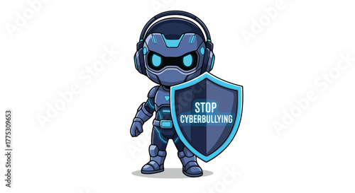 Cyber Guardian Mascot Vector Stop Cyberbullying Awareness Character