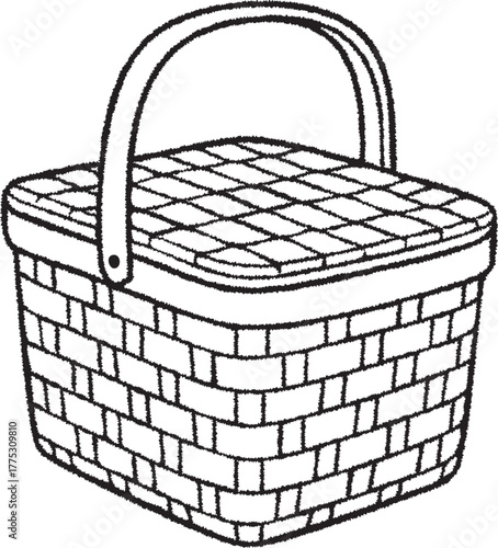 Wicker picnic basket with arched handle