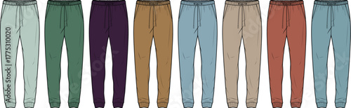Collection of colorful sweatpants apparel designs, a stylish and comfortable wardrobe essential