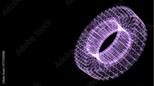 7.Wireframe tubes and cylinder from different sides. Vector abstract geometric 3D objects. Technology block chain network connection. Big data visualization.