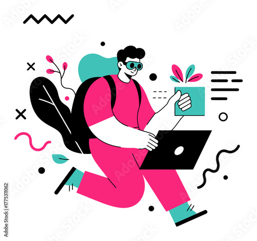 Minimalist Pioneer of Future Technology Vector Illustration