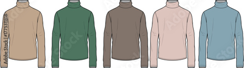 Variety of Turtleneck Sweaters in Assorted Colors for Fashion and Apparel Design