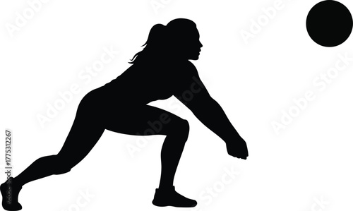 Volleyball player silhouette action serve game sport athleticism vector