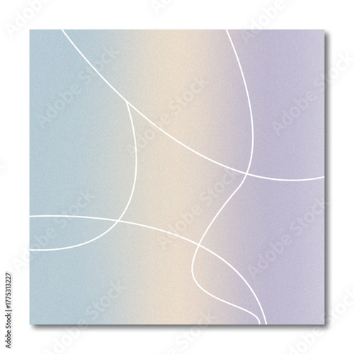 Abstract Minimalist Pastel Gradient Background with Thin White Wavy Lines and Organic Curves