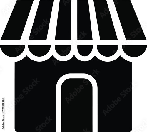 Simple storefront icon minimalist shop building silhouette small business entrance vector