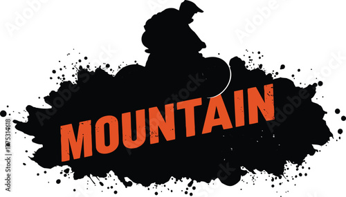 Bold mountain grunge text logo graphic design artistic splatter vector