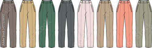 Collection of Straight-Leg Trouser Mockups Versatile Fashion Design Templates for Apparel