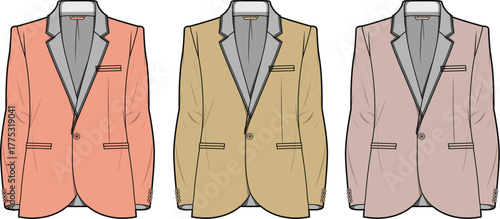Collection of Three Fashionable Blazers in Different Colors, Showcasing Style and Versatility for Wardrobe Essentials