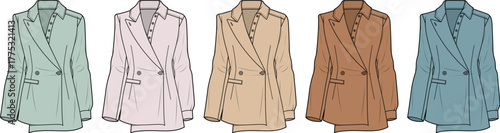 Elegant Double-Breasted Jacket Variations for Fashion Design Projects