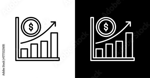 Business Growth  White Icon Set Design