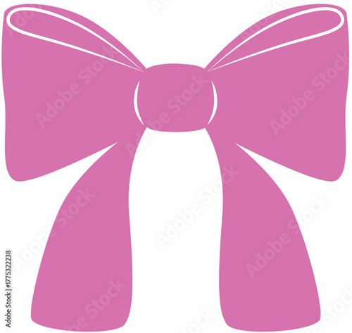 Pink coquette cute bow with ribbon. Hand drawn for design template card, decoration, invitation for wedding, birthday party, Christmas.