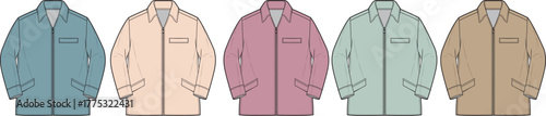 Collection of stylish jackets in various colors, perfect for casual wear. A fashion design concept