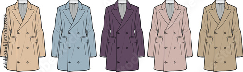 Foto Fashion illustration of a classic double-breasted coat presented in a collection