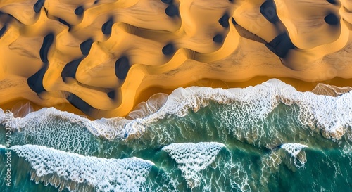 Fototapeta Naklejka Na Ścianę i Meble -  Knitted coral reef texture with winter blue water and orange pattern in Egypt
