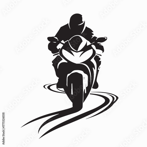 Front View Biker Motorsport Logo Vector Design Illustration on white background