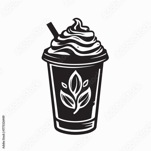 Chilled Latte Coffee Vector Logo Cup Beverage Illustration Design