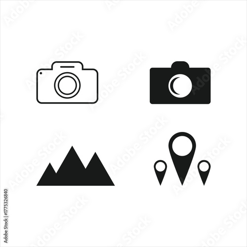 set of cameras and travel icon
