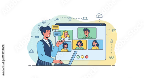 Online Meeting Communication with Team Members During a Remote Conference Call on a Computer