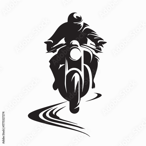 Racing Motorcycle Front View Logo Vector Illustration Design