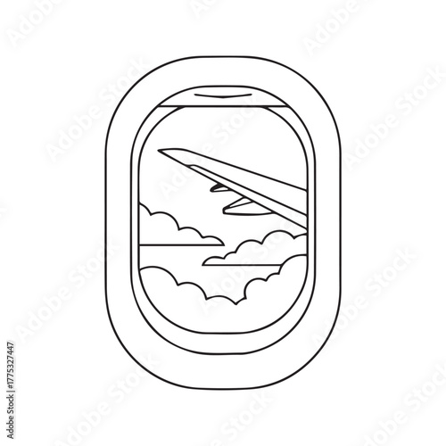 Airplane Window View: Wing and Clouds During Flight Journey