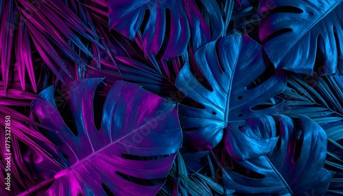 Abstract fluorescent tropical background in neon colors