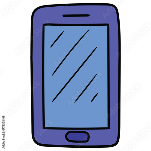 Hand-drawn cartoon smartphone or mobile phone on a white background.
