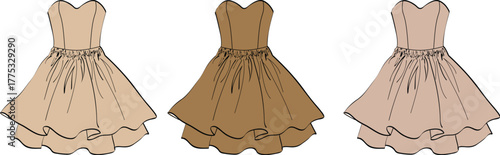 Fashionable dresses, a versatile collection of three unique styles perfect for any occasion